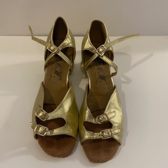 Dance Ballroom/ Latin shoes 1 1/2 inch Heel Gold Size 4 - Picture 11 of 11